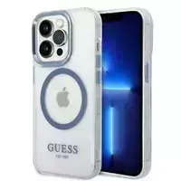 telefono deklas iphone 14 pro max - Apple iPhone 14 Pro Max Guess Metal Outline Magsafe Dėklas - Mėlynas (Blue) - 1 nuotrauka