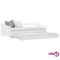 vidaXL Ištraukiamos sofos-lovos rėmas, baltas (White), 90x200 cm, mediena
