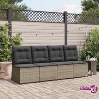 Lauko baldų komplektas vidaXL Sodo sofa su pagalve Pilka (Grey) Poli ratanas