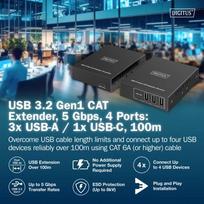 usb extender - Digitus USB Extender DA-73121, 3x USB-A, 1x USB-C, Juodas (Black) - 5 nuotrauka