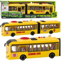 LEAN Toys Šarnyrinis mokyklinis autobusas su atidaromomis durimis, šviesomis ir garsais, Geltonas (Yellow) 1:16