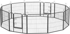aptvaras - Pawhut Šuniukų aptvaras su 2 durimis, 80 cm, pilkas (Gray) - 1 nuotrauka