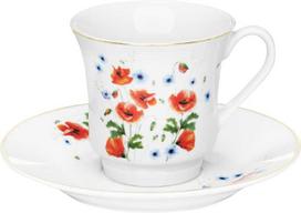 Domotti Poppies kavos/arbatos servizas, 12 dalių, porcelianas, Balta/Raudona