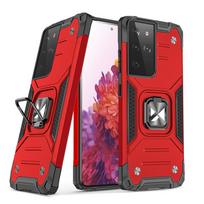 Wozinsky Ring Armor tvirtas hibridinis dėklas   magnetinis laikiklis Samsung Galaxy S22 Ultra raudonas