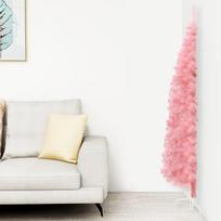 Dirbtinė pusinė Kalėdų eglutė vidaXL, Rožinė (Pink), 180 cm, su stovu
