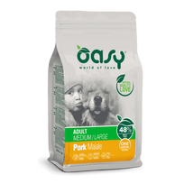 Oasy Adult Medium & Large Pork sausas maistas su kiauliena šunims, 12 kg