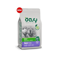 Oasy Adult Medium & Large Duck sausas pašaras su antiena šunims, 12 kg