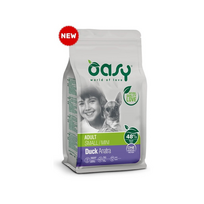 Oasy Adult Mini Duck sausas pašaras su antiena šunims, 2.5 kg