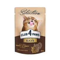 Club 4 Paws Premium Selection konservai su triušiena ir kalakutiena padaže suaugusioms katėms, 80 g