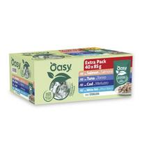 Oasy Original Sterilised MultiPack guliašas su įvairia žuvimi katėms, 40 x 85 g