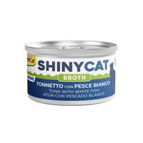 GimCat ShinyCat in Broth konservai su tunu ir balta žuvimi katėms, 70 g