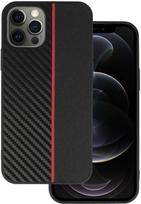 telefonas iphone pro max 12 - Tel Protect CARBON dėklas skirtas Apple iPhone 12 Pro Max juodos spalvos with red stripe - 1 nuotrauka