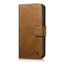 iphone 14 leather case - iCarer Oil Wax Wallet 2in1 Apple iPhone 14 Plus Anti-RFID Leather atverčiamas dėklas telefonui rudos spalvos (WMI14220723-TN) - 1 nuotrauka