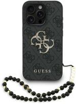 Guess PU 4G Metal Logo Strap dėklas skirtas Apple iPhone 15 Pro Max juodos spalvos