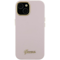 15 pro silicone case - Dėklas GUESS GUHCP15XSMBSLP IPHONE 15 PRO MAX 6.7 "Rožinis/Rožinis HARDCASE SILICONE SCRIPT METAL LOGO & FLAME - 1 nuotrauka