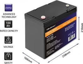 automobiliu automobiliu - Qoltec LiFePO4 53705 akumuliatorius, 12.8V, 100Ah, 1280Wh - 2 nuotrauka