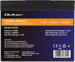 automobiliu automobiliu - Qoltec LiFePO4 53705 akumuliatorius, 12.8V, 100Ah, 1280Wh - 4 nuotrauka