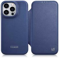 iCarer CE Premium Leather Apple iPhone 14 Pro Magnetic atverčiamas Leather MagSafe dėklas telefonui mėlynos spalvos (WMI14220714-BU)