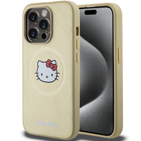 odinis iphone deklas - Apple iPhone 13 Pro Max Hello Kitty dėklas odinis Kitty Head MagSafe (HKHMP13XPGHCKD) aukso spalvos - 1 nuotrauka