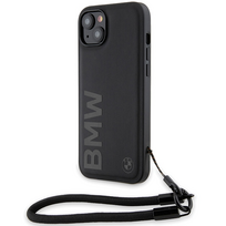Apple iPhone 15 Plus / 14 Plus BMW dėklas Signature odinis Wordmark Cord (BMHCP15M23RMRLK) juodos spalvos