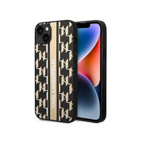 6 coliu telefonas - Dėklas Karl Lagerfeld Hardcase Monogram Stripe KLHCP14MPGKLSKW galinis dangtelis, Apple, iPhone 14 Plus, TPU, ruda, 6,7 colio - 1 nuotrauka