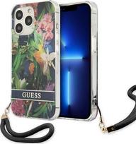 Apple iPhone 13 Pro Guess dėklas Flower Strap (GUHCP13LHFLSB) mėlynos spalvos