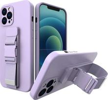 Hurtel Rope dėklas su dirželiu skirtas iPhone 12, violetinis
