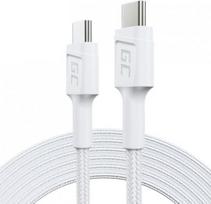 greito ikrovimo laidas - Green Cell KABGC29W USB-C į USB-C kabelis 2m 60W PowerStream su greitu įkrovimu Baltas (White) - 1 nuotrauka