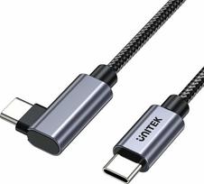 Unitek C14123BK-2M USB-C kampinis kabelis 90° PD100W 2m Juodas (Black)