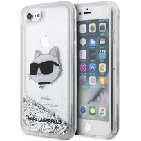 originalus iphone deklas - Karl Lagerfeld dėklas, skirtas iPhone 7 / 8 / SE KLHCI8LNCHCS sidabrinis HC skystas blizgus NFT Choupette galvutė - 1 nuotrauka