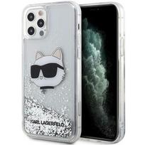 telefono deklas karl lagerfeld - Apple iPhone 12 / 12 Pro Karl Lagerfeld dėklas Glitter Choupette Head (KLHCP12MLNCHCS) sidabrinės spalvos - 1 nuotrauka