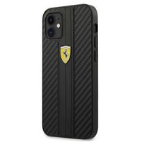 Apple iPhone 12 Mini Ferrari dėklas On Track PU Carbon (FESNECHCP12SBK) juodos spalvos