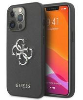 Dėklas GUESS HARD CASE GUHCP13LSA4GSBK IPHONE 13 PRO SAFFIANO METAL LOGO Juodas
