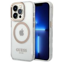 apple iphone 14 pro max - Apple iPhone 14 Pro Max Guess Dėklas Metal Outline Magsafe (GUHMP14XHTRMD) aukso spalvos - 1 nuotrauka