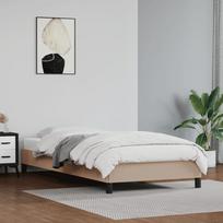 Lova VLX Bed Frame 280841, smėlio, 211x95 cm, su grotelėmis