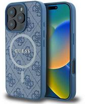 Guess 4G Ring Classic Logo MagSafe Apple iPhone 16 Pro - dėklas telefonui mėlynos spalvos