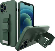 telefonas iphone pro max 12 - Hurtel Rope dėklas su dirželiu skirtas iPhone 12 Pro Max, tamsiai žalias - 1 nuotrauka