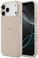 GUESS dėklas, skirtas IPHONE 17 Pro Max, suderinamas su MagSafe GUHMP17XPSAMSECP (PU su bijūnų karštu antspaudu), rožinis