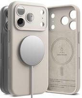 „Ringke“ silikoninis magnetinis „MagSafe“ dėklas, skirtas „iPhone 17 Pro Max“ – rusvai gelsvas