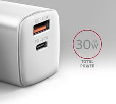 30w pakrovejas - AXAGON Wall Charger 2x port (USB-A USB-C), 30W | ACU-PQ30W - 2 nuotrauka