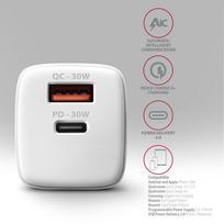 30w pakrovejas - AXAGON Wall Charger 2x port (USB-A USB-C), 30W | ACU-PQ30W - 4 nuotrauka