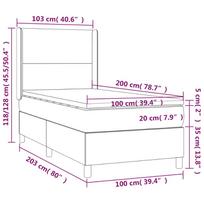 miegamojo lova 100x20 - vidaXL Lova su spyruoklėmis ir čiužiniu, kreminė (Cream), 100x200 cm, audinys - 7 nuotrauka