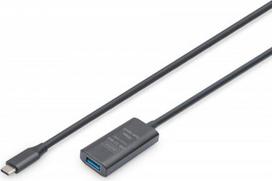 usb 3.0 extension - Digitus DA-73110 Aktyvus USB 3.2 Gen1 5G ilgintuvas USB-C į USB-A 5m Juodas (Black) - 1 nuotrauka