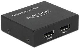 displayport 2.1 kabelis - Delock DisplayPort Splitter 1x į 2x DisplayPort 4K (Juodas) - 1 nuotrauka
