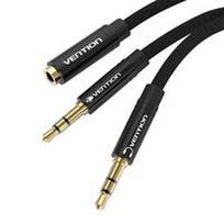 Vention Kabelis audio mini jack 3.5 mm (moteriškas) į 2x mini jack 3.5 mm (vyriškas) BBLBAB 0.6m (Juodas)
