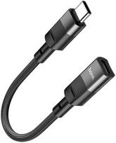 usb c kabelis - Hoco U107 OTG USB-C į Lightning adapteris 3A 0,1 m Juodas (Black) - 1 nuotrauka