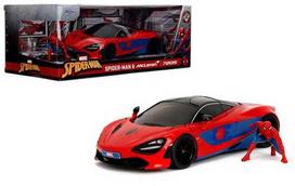 zaislinis automobilio modelis - JADA Spider-Man McLaren 720S su figūrėle, Raudona (Red) - 1 nuotrauka