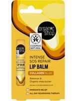 ORGANIC SHOP Intensyvus SOS atstatomasis lūpų balzamas su bičių vašku ir taukmedžio sviestu, 10 ml