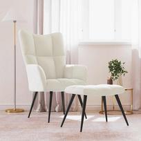 Fotelis VLX Relaxing Velvet, kreminės spalvos, 69 cm x 61.5 cm x 95.5 cm
