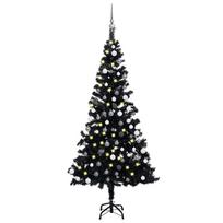 Dirbtinė Kalėdų eglutė su žaisliukais, juoda, 150cm, PVC - Atgauk 20%